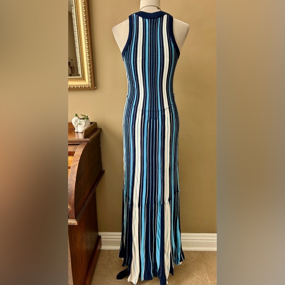 Anthropologie Maeve Lisanne Knit Maxi Dress Blue White Vertical Stripe Size S - Picture 8 of 14